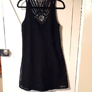 Luxology Black Crochet Detail Dress Small EUC Gorgeous.